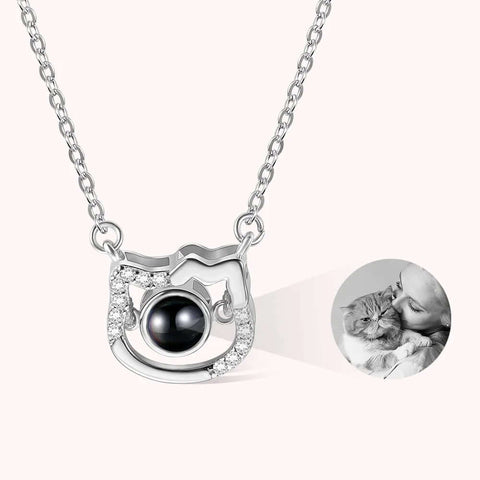 Lovely Kitty Cat Projection Necklace with Picture Inside