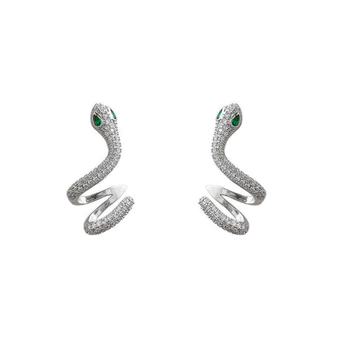 Snake with Zircon Clip on Earrings for Women