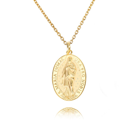 Trendolla Virgin Mary Gold Virgencita Necklace