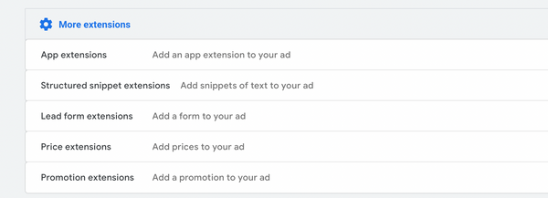 Google extensions, Google ad extensions, other Google ad extensions