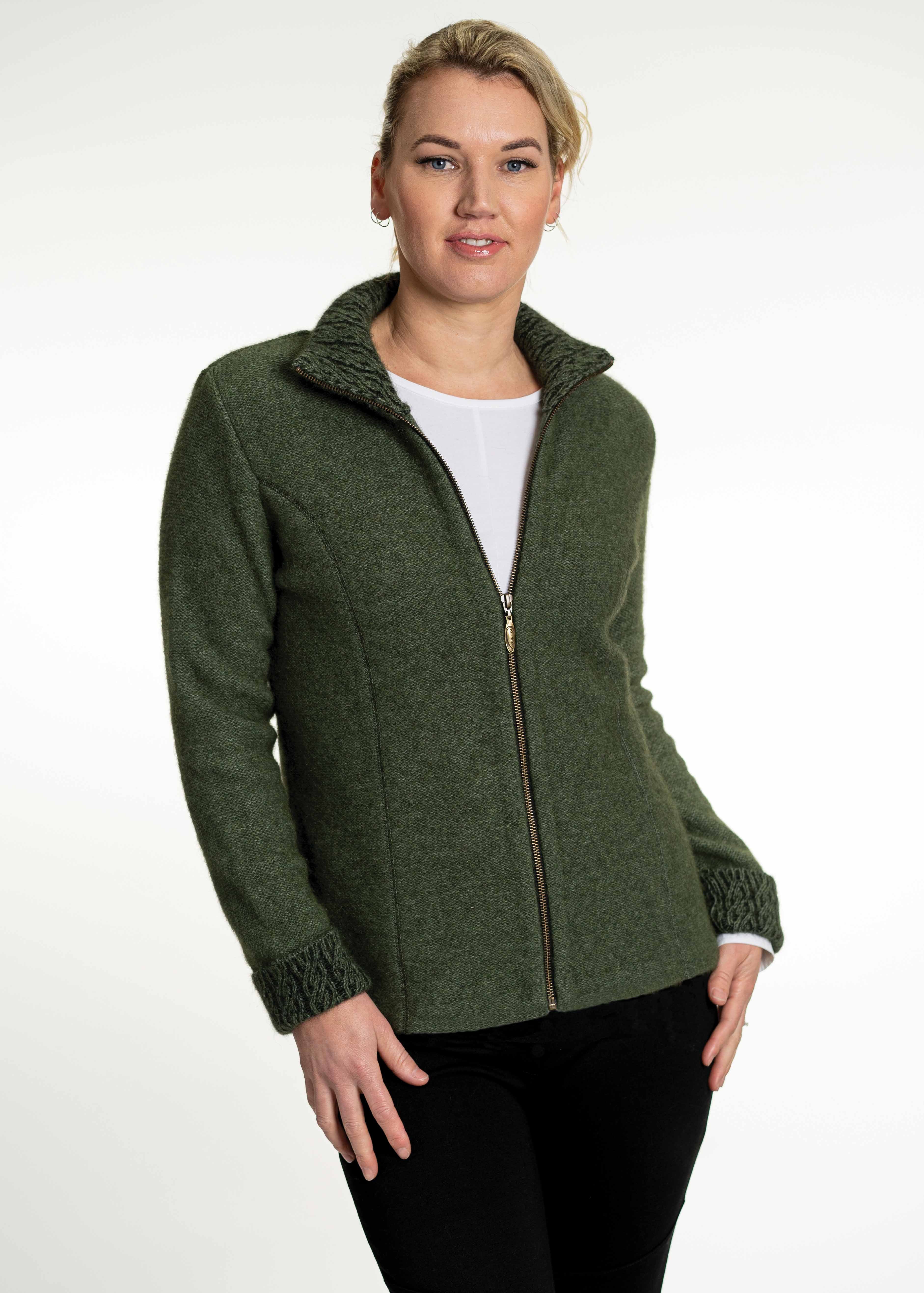 Possum Merino Two Tone Trim Jacket - Koru Knitwear | Possum Boutique