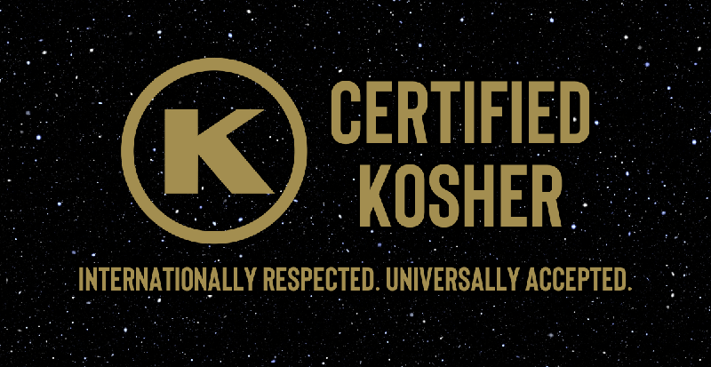 text: certified kosher, internationally respected. Universally accepted