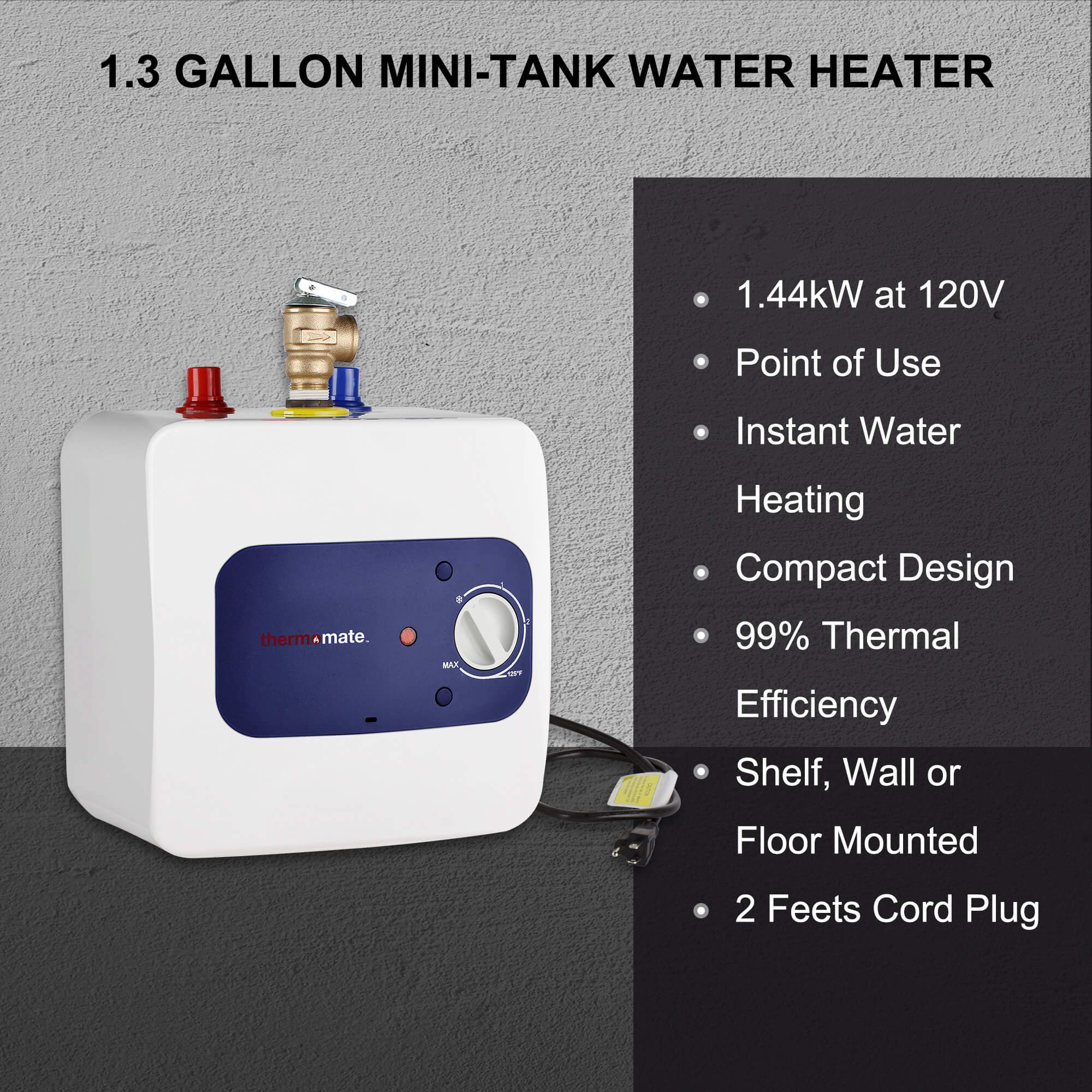 thermomate ET270 on Demand Electric Tankless Water Heater with Digital Temperature Display