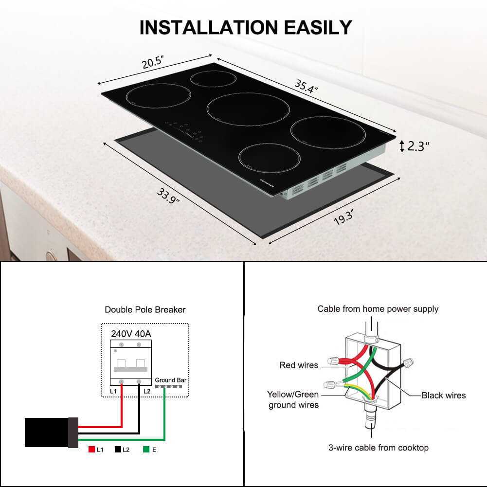 36 Inch Built In Induction Cooktop With 5 Burners Thermomate   IHTB915C 7 