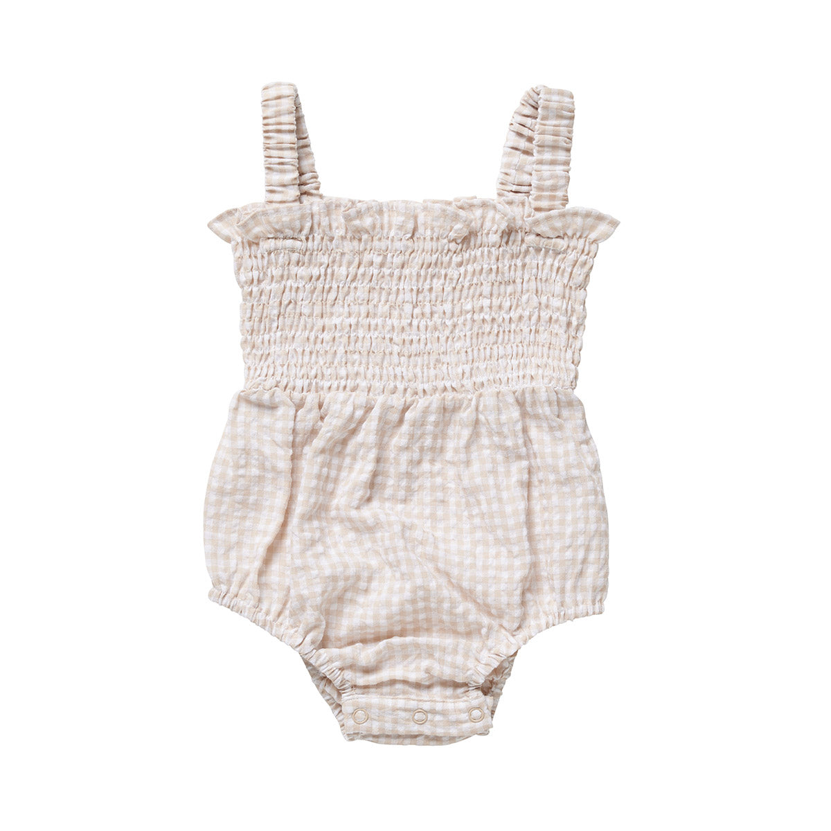 Linen Ruffle Bodysuit - Beige Gingham | Soll. The Label – soll. the label