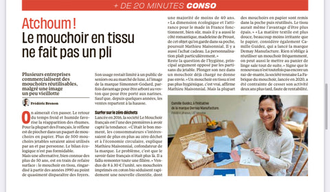 20 Minutes France article mouchoir en tissu