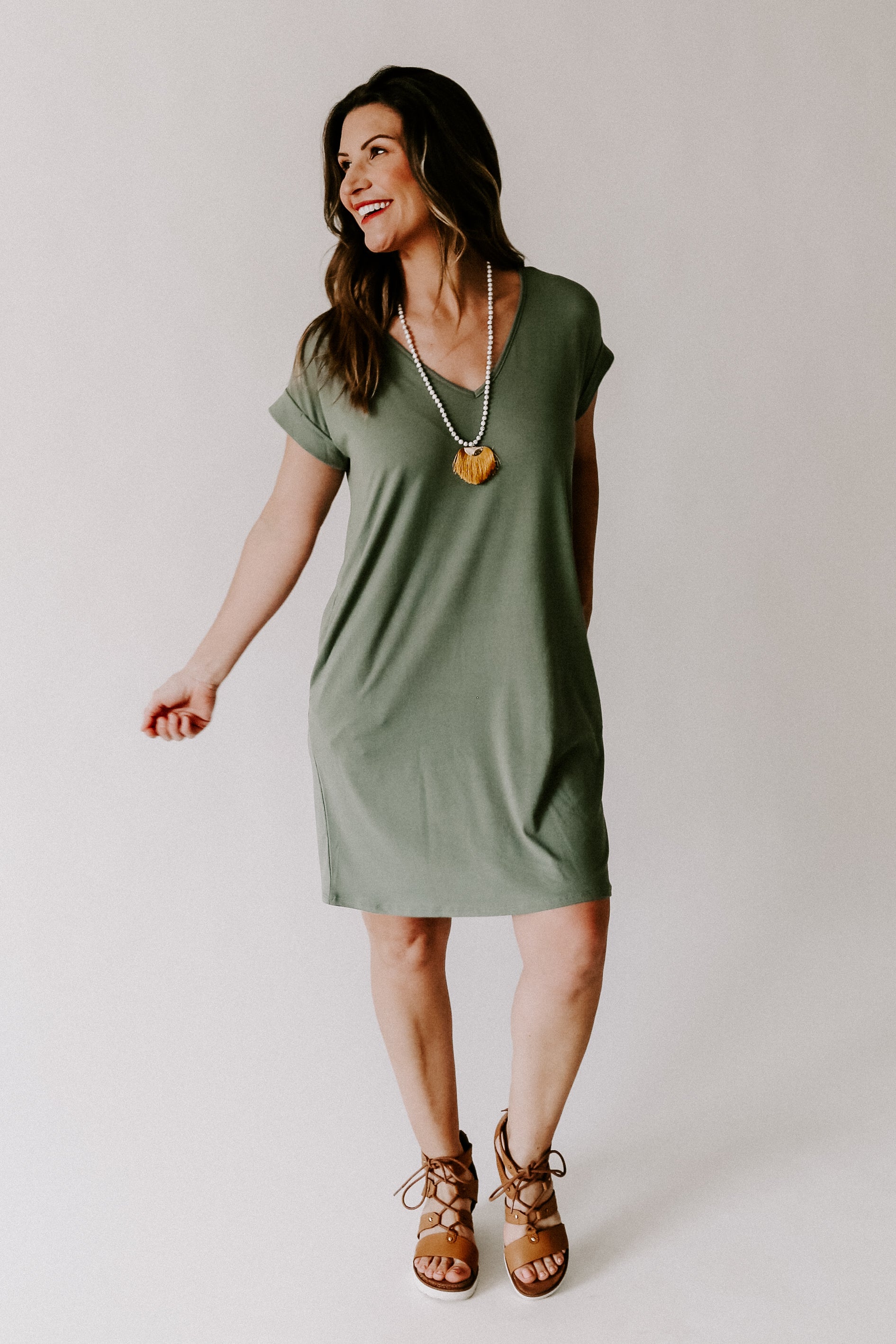 army green cocktail dress