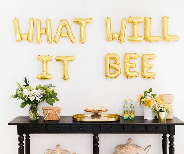 what will it bee balloon letters Bee party decoration ideas