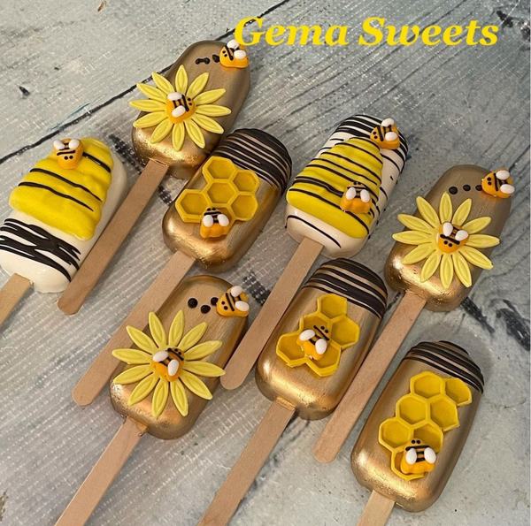 honey bee themed cakesicles for Bee baby shower