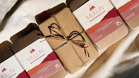Gift wrapped Mullin tins for host/hostess gifts. 