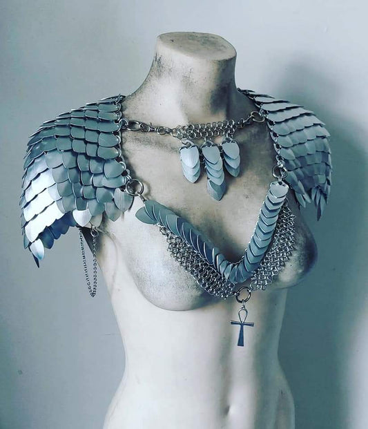 The Silver Queen Scalemail Bra / Chainmail Bra W/stretch Back Dragon Armor  LARP Burning Man Renaissance Cosplay Bikini Top Red Sonja -  Canada