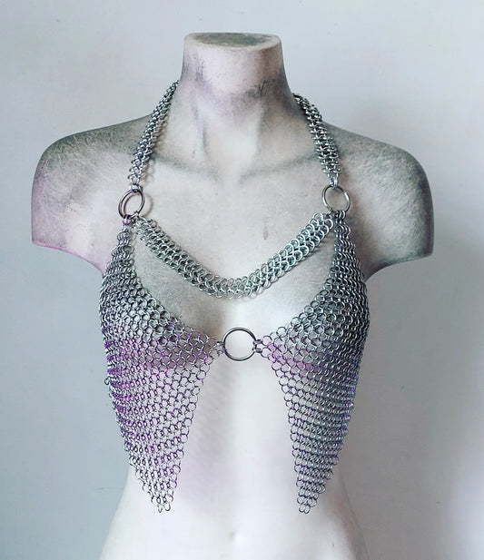 The Dark Queen-black Scale Maille Chainmaille Halter Bra Shoulder