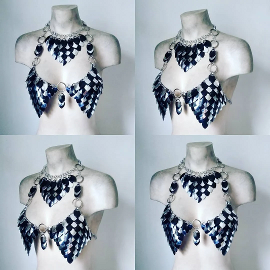 The Silver Queen Scalemail Bra / Chainmail Bra W/stretch Back Dragon Armor  LARP Burning Man Renaissance Cosplay Bikini Top Red Sonja -  Canada