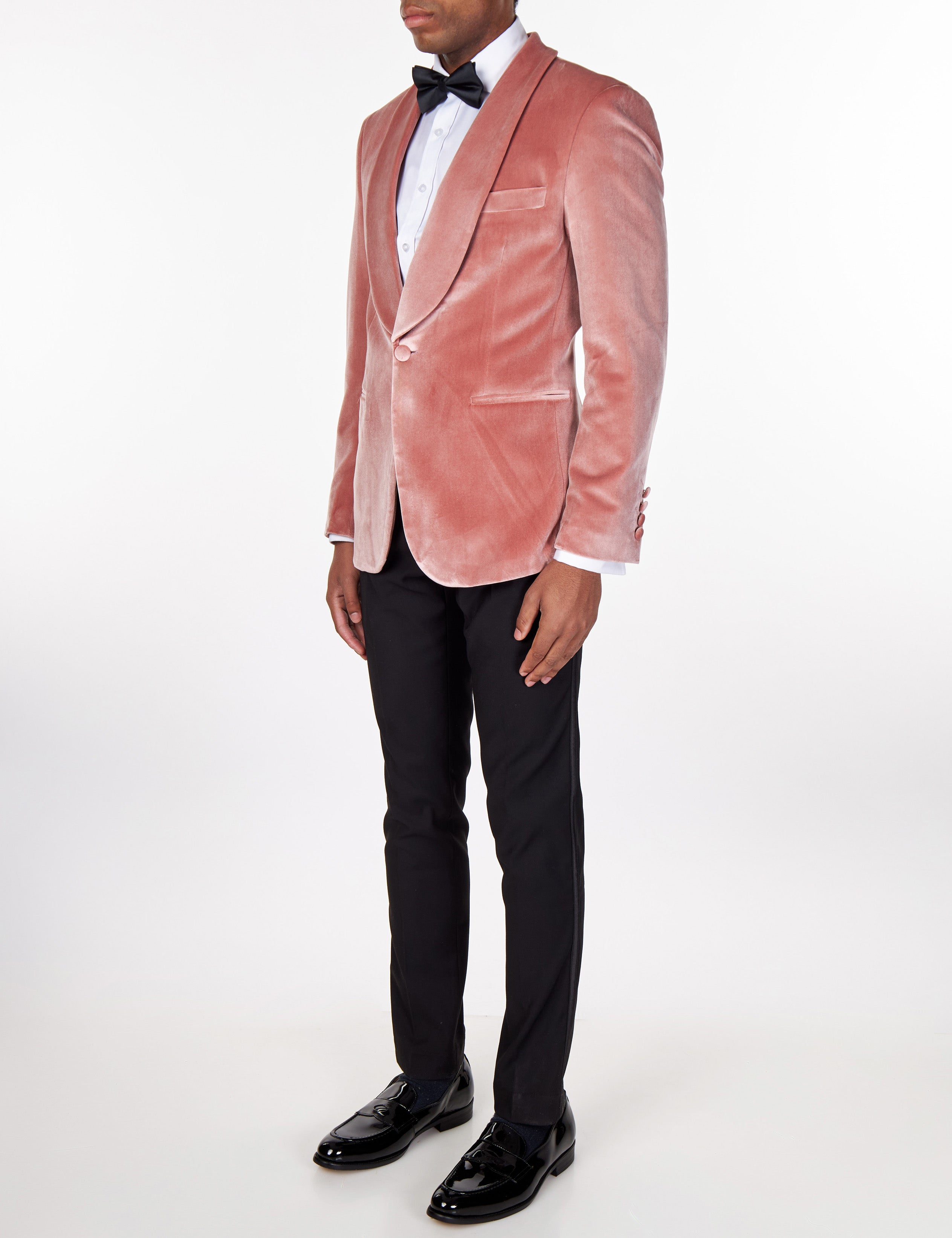 SHAWL COLLAR VELVET TUXEDO – BLUSH PINK