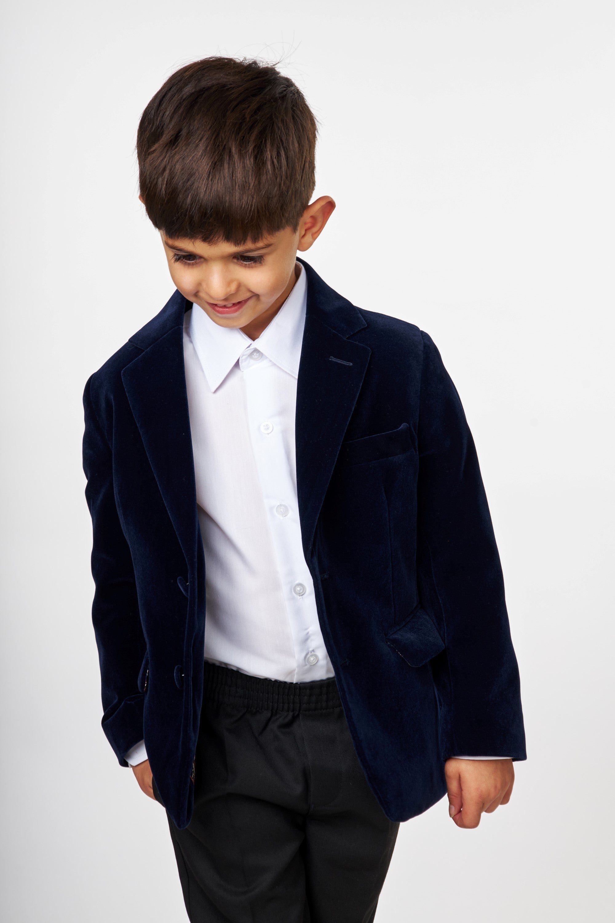 GARY - BOYS NAVY VELVET BLAZER