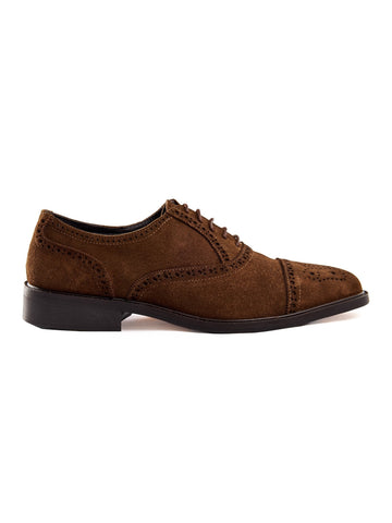 Men's suede leather brogues in brown