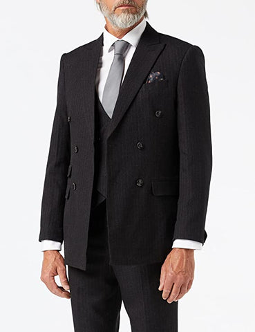 Mens Black double breasted 3 piece suit