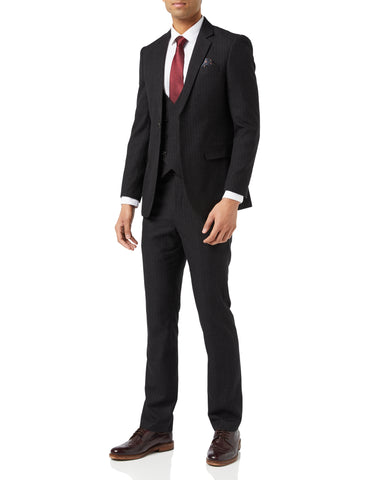 Dark grey pinstrip 3 piece suit for mens