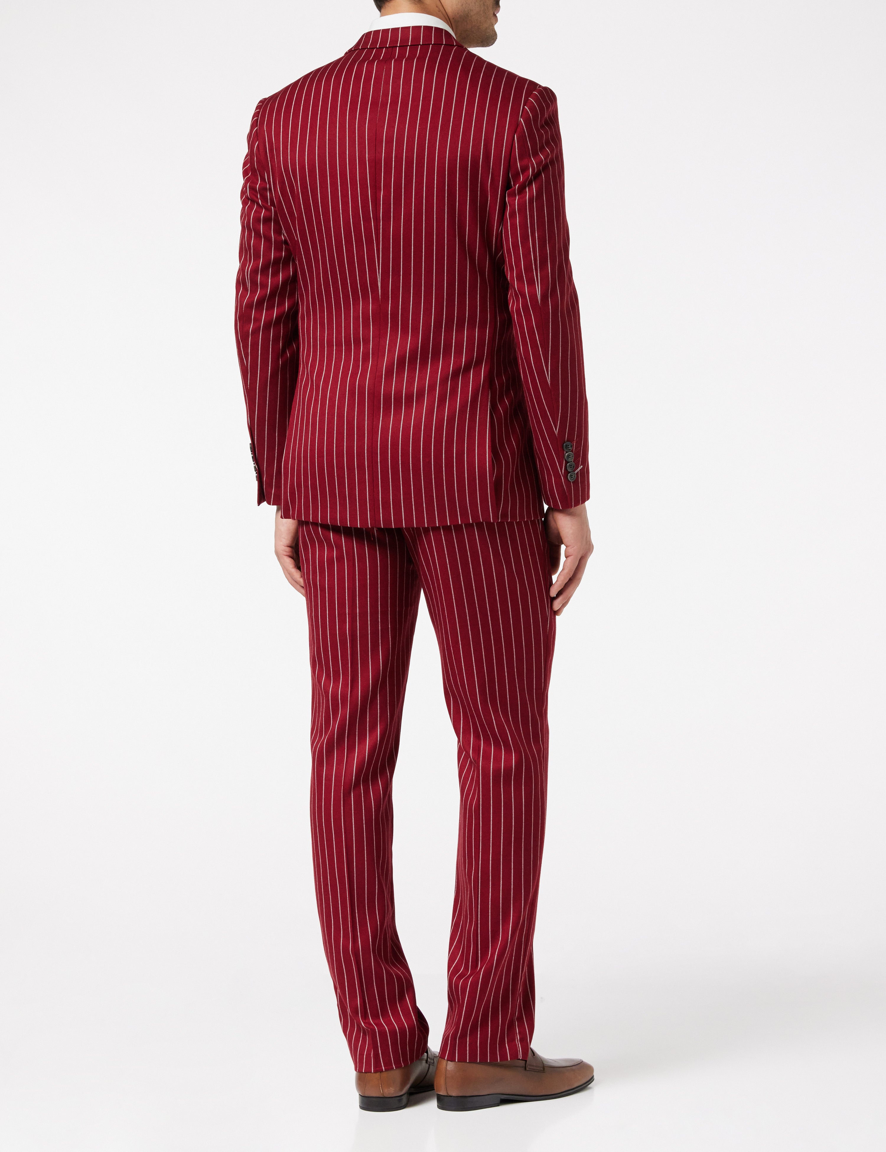 Pinstripe Double Breasted Maroon Jacket & Waistcoat