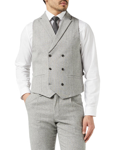 Mens double breasted tweed waistcoat with lapel