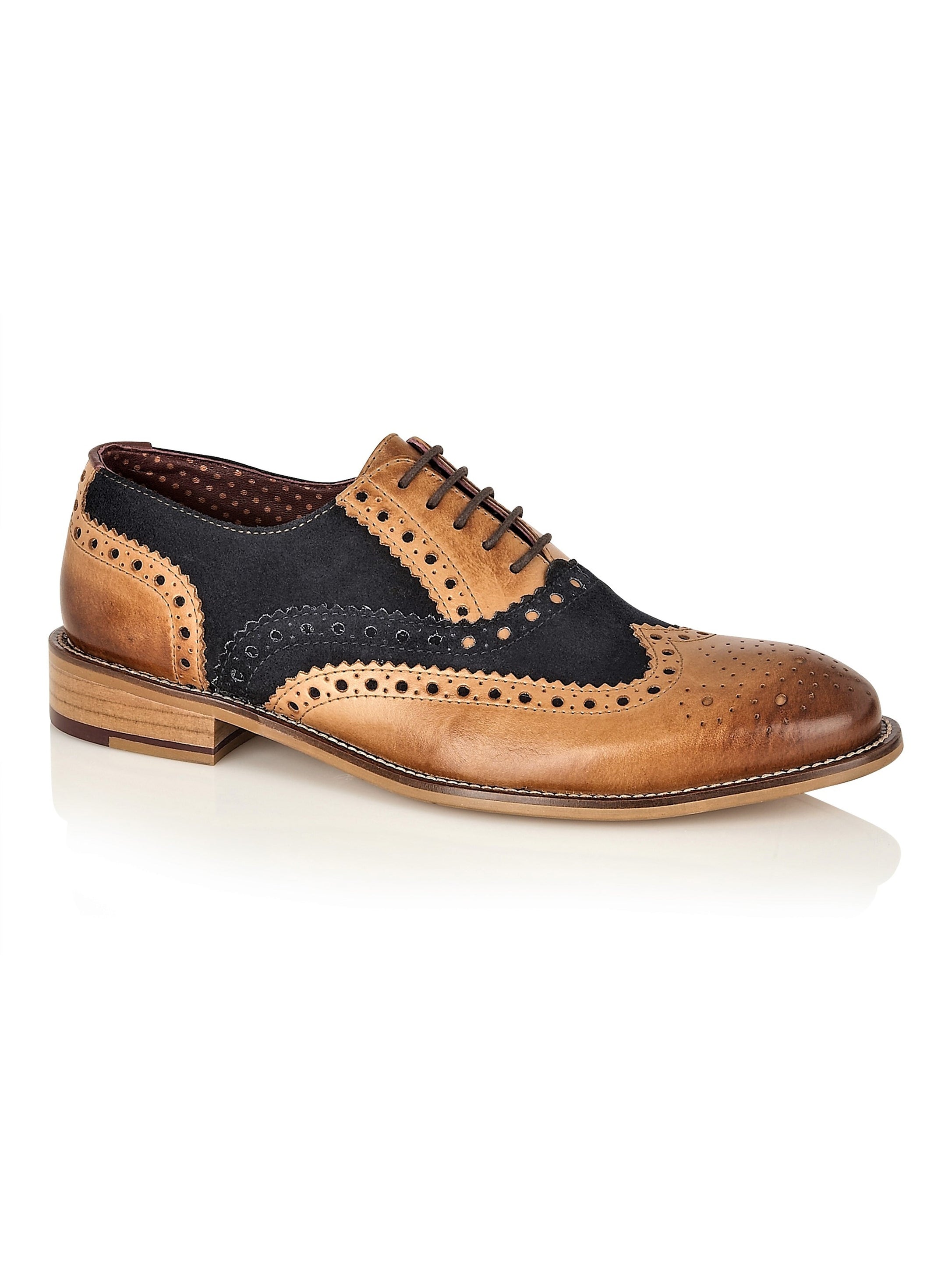 TAN NAVY SUEDE OXFORD BROGUES