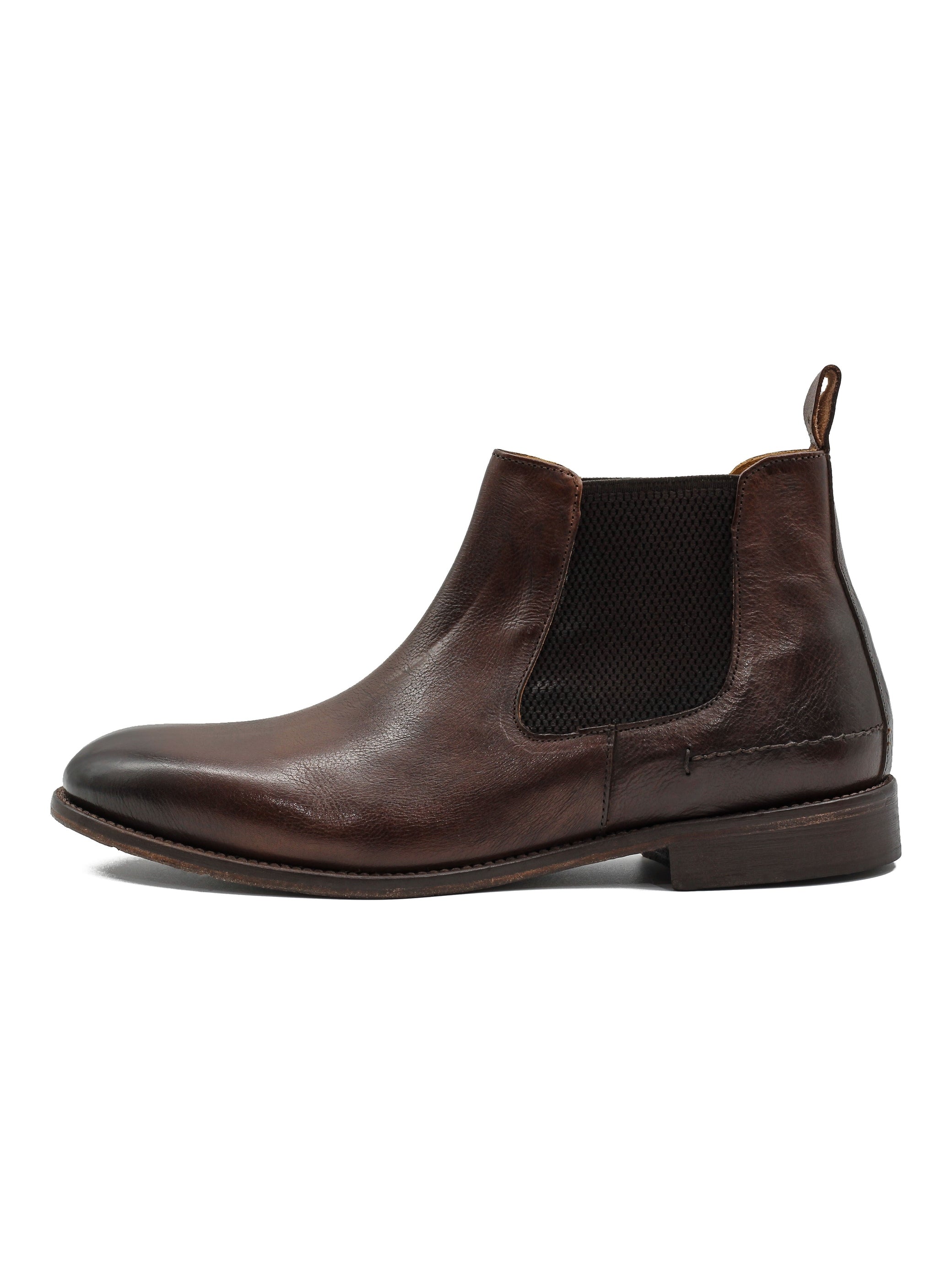 POLISHED BROWN ITALIAN LEATHER CHELSEA BOOTS