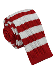 mens knitted red white neck tie