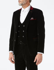 Men's 3 piece black velvet wedding suit