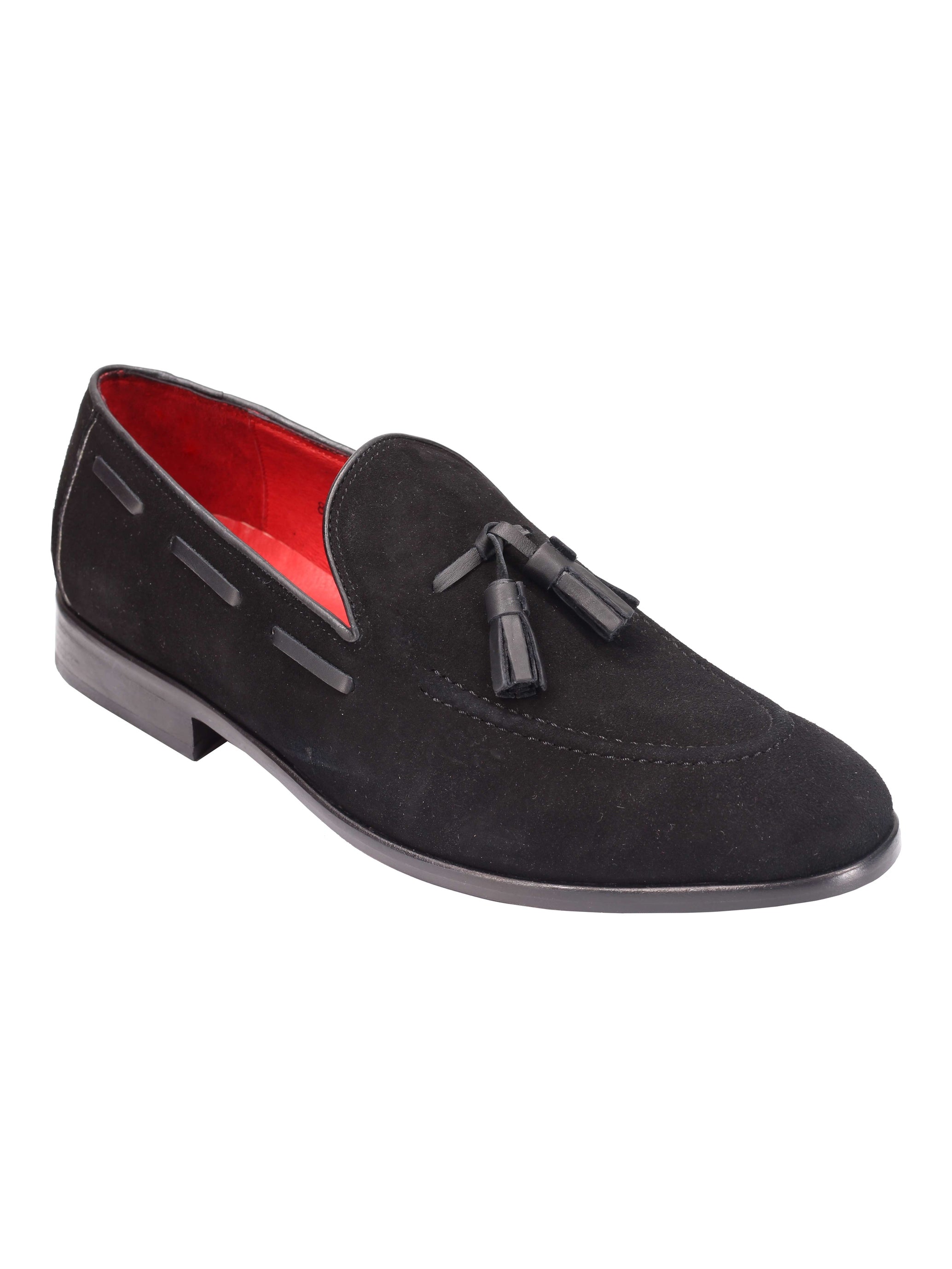 BLACK SUDED LEATHER TASSEL LOAFERS