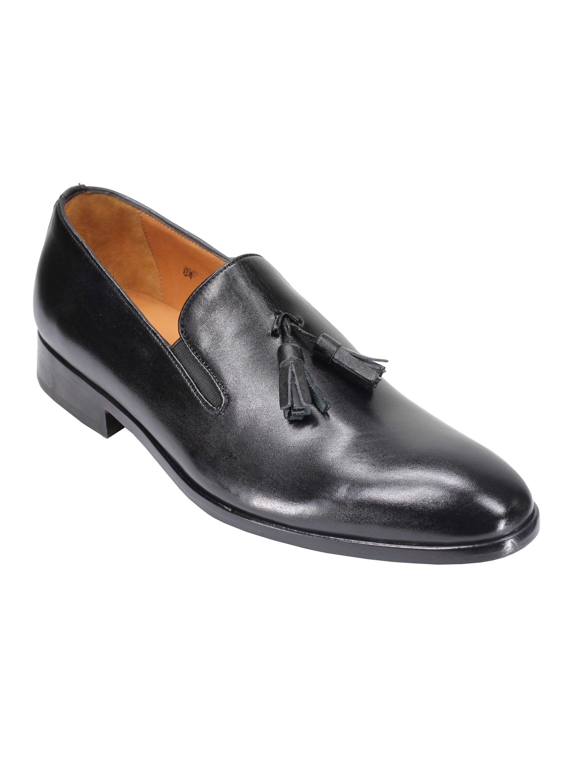 BLACK CALF LEATHER SOLE TASSEL LOAFERS