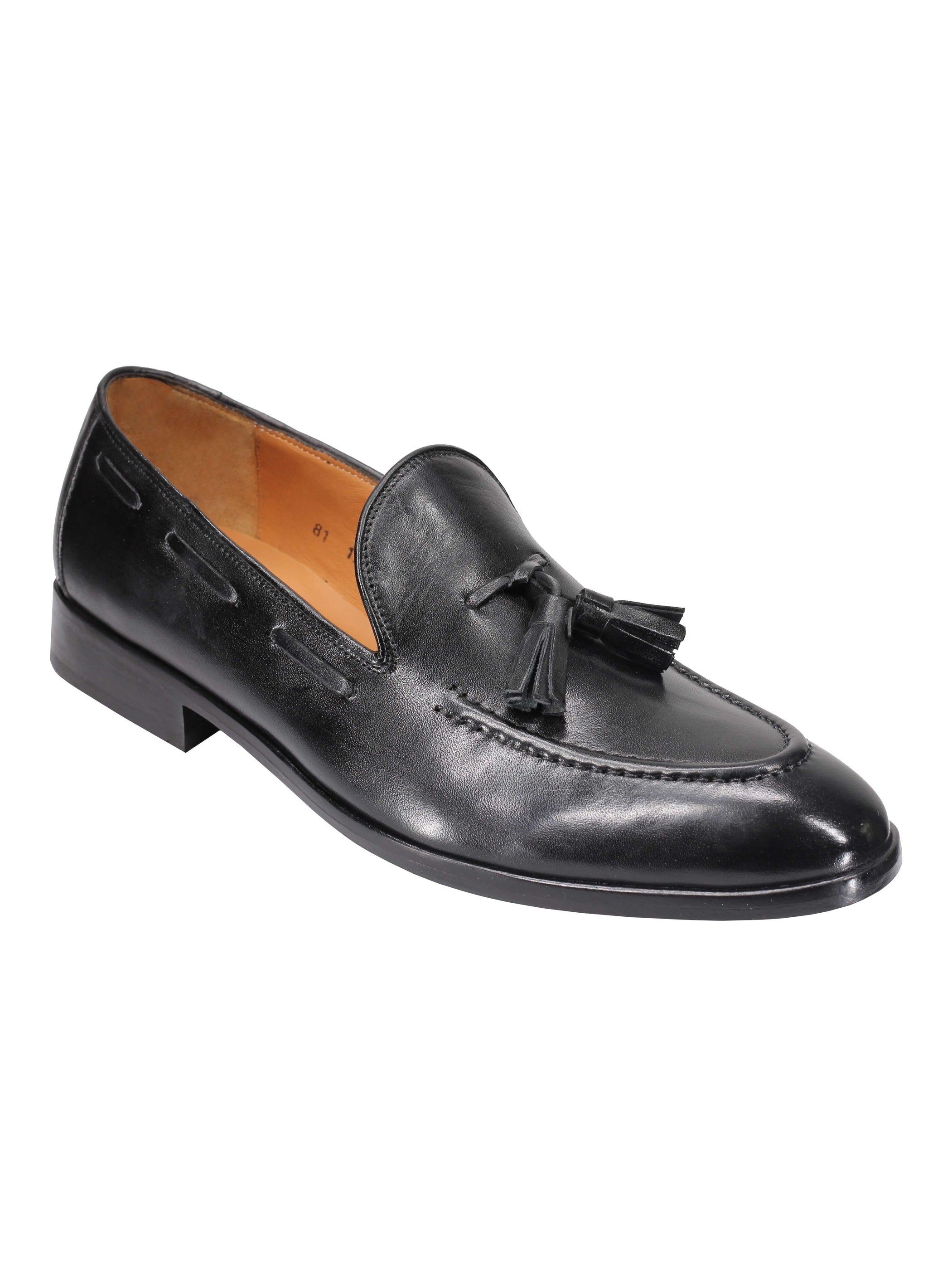 BLACK CALF LEATHER TASSEL LOAFERS