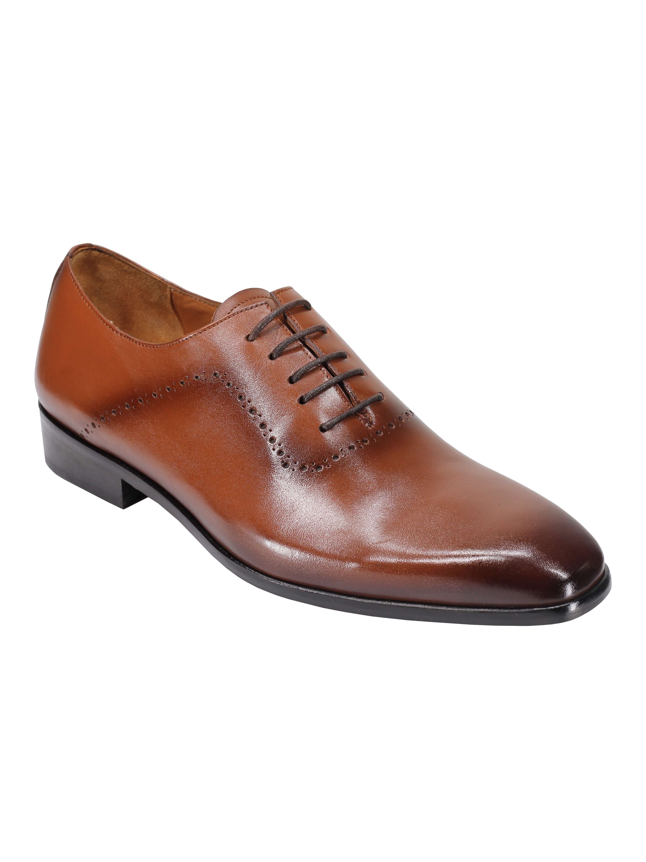 BROWN CALF LEATHER OXFORD LACE UP BROGUE SHOES