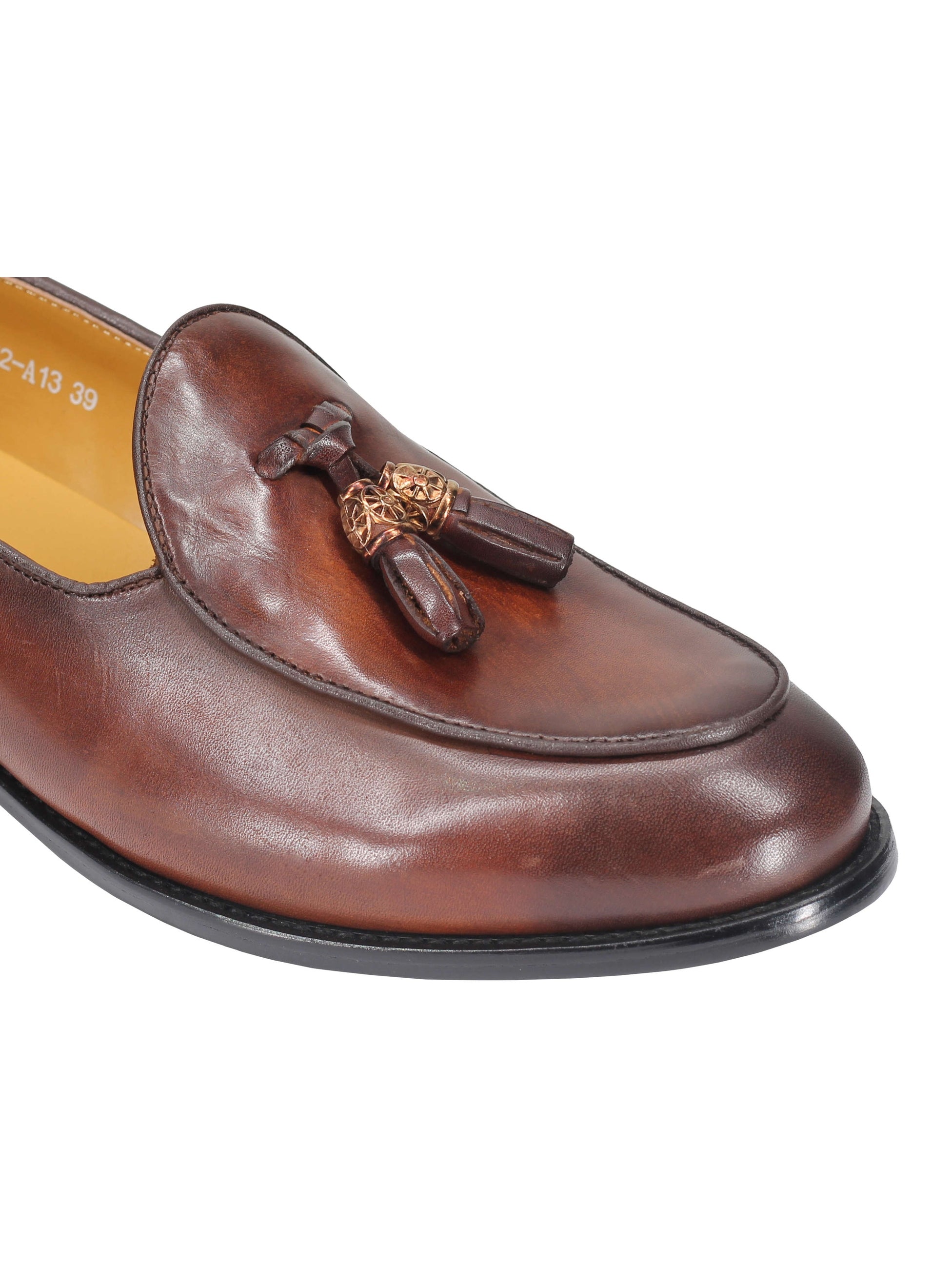 Leather Tassel Loafers in Tan