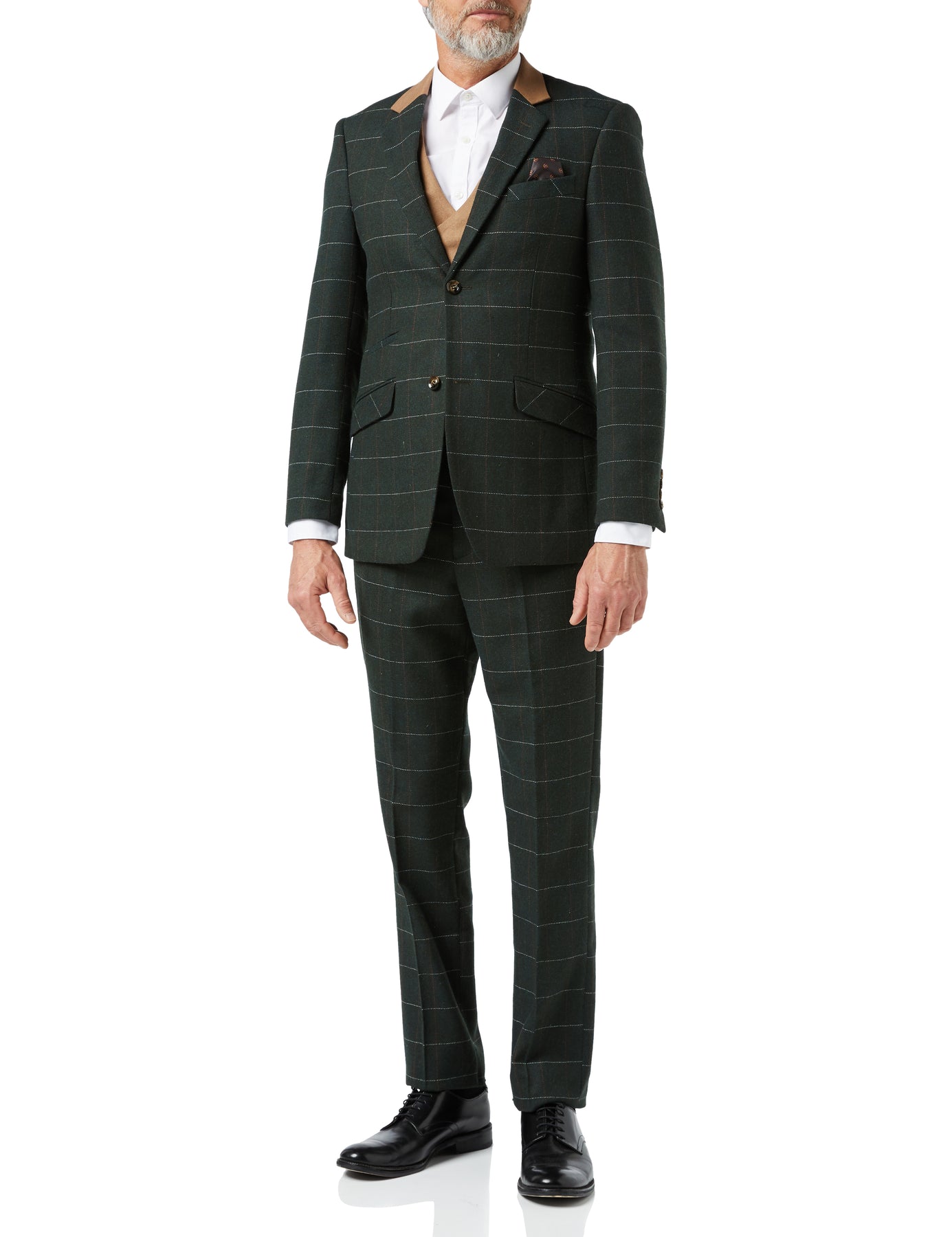 herringbone green suit