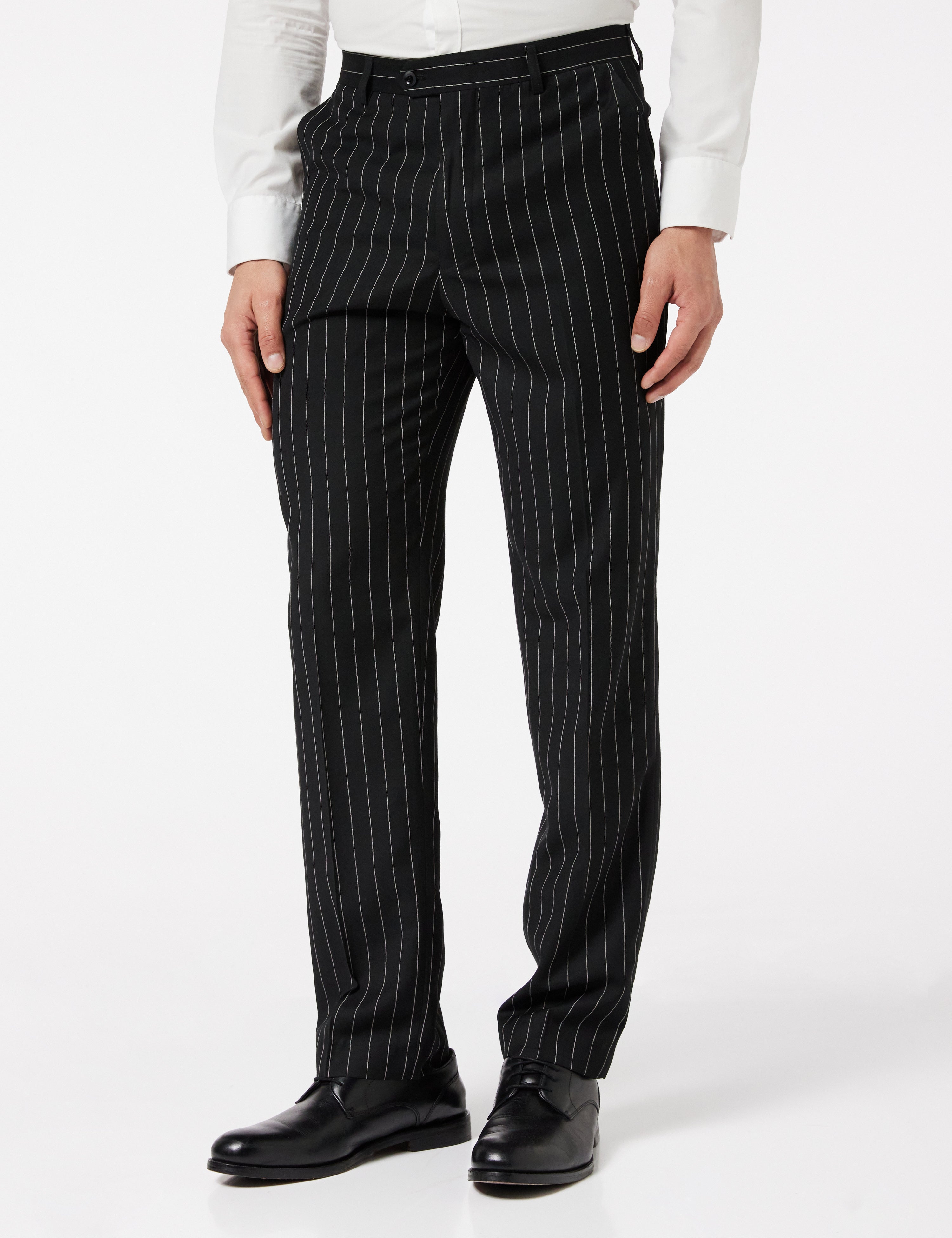 Cavani Invincible Navy Trousers  Mens Pinstripe Trousers  THREADPEPPER