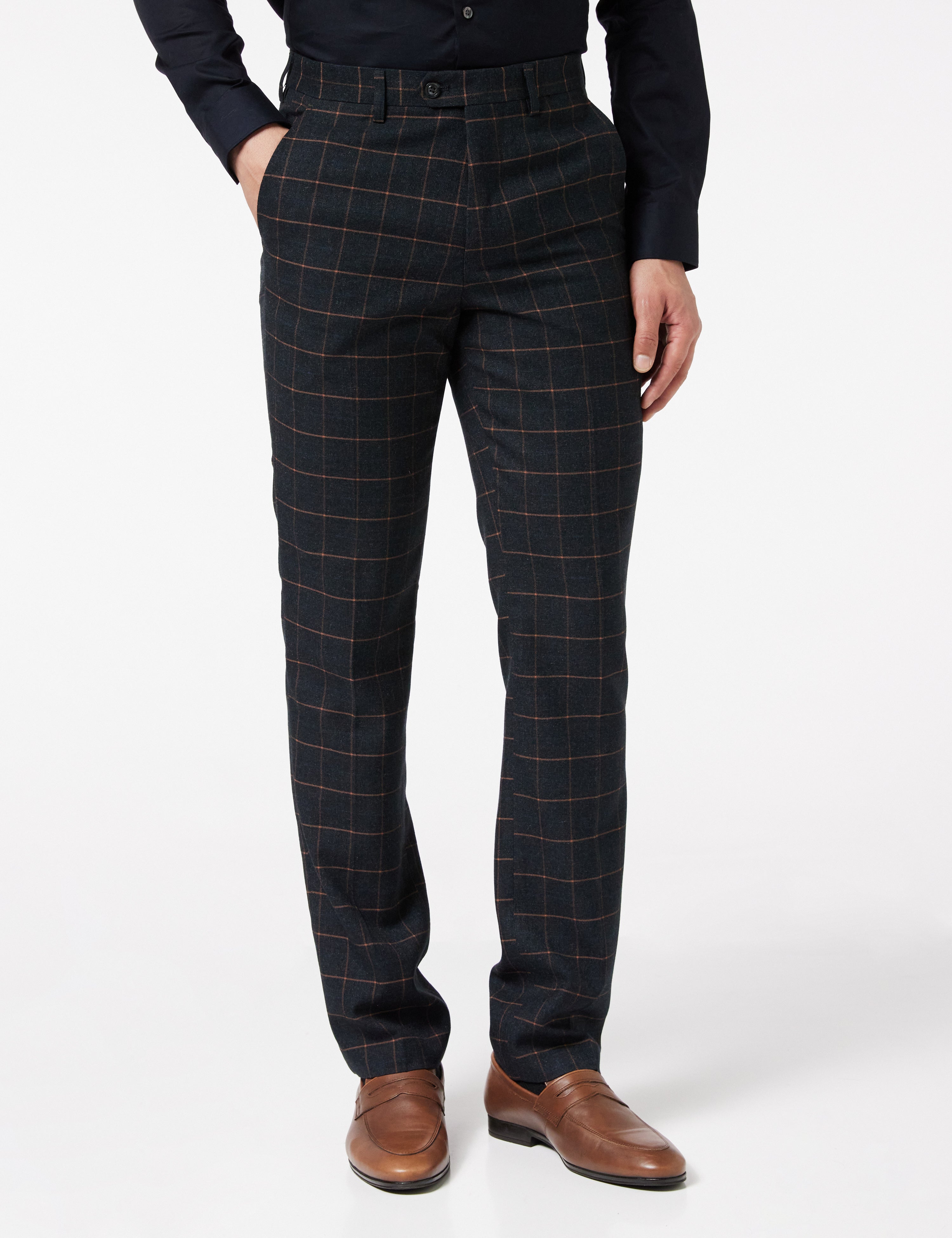 Check Formal Trousers In Black B91 Hash