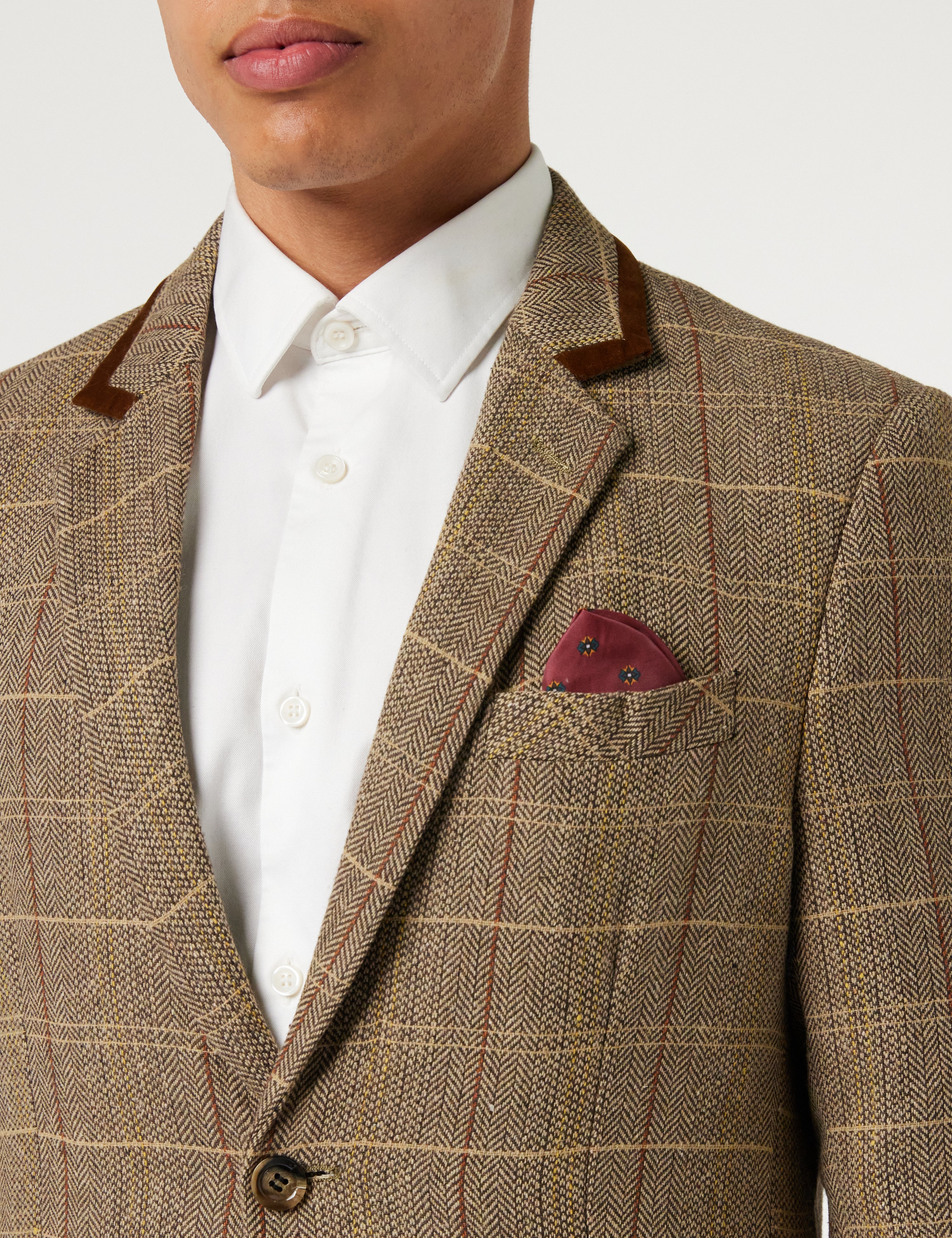 CARLO - BROWN TWEED CHECK BLAZER