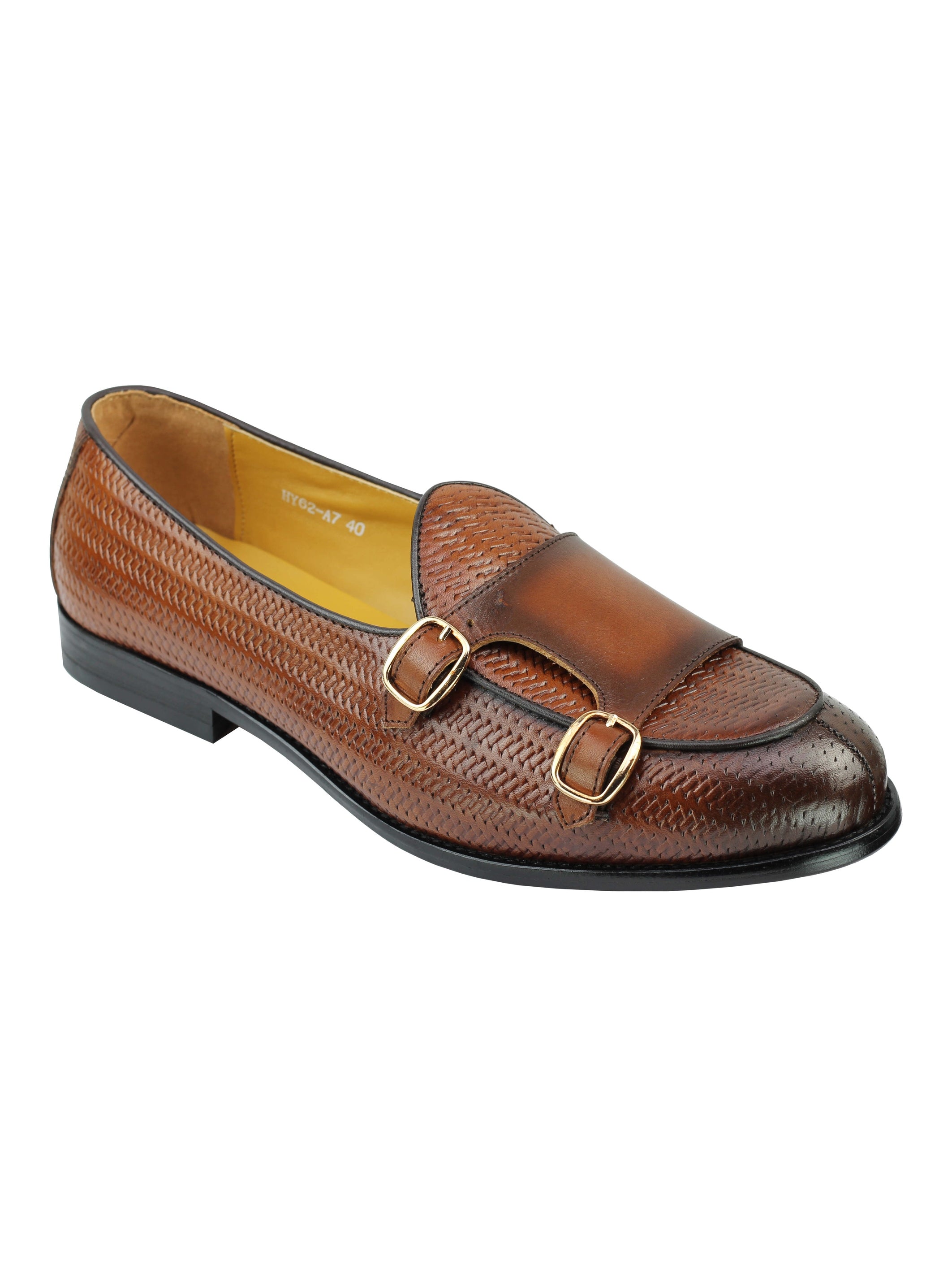 Real Leather Double Monk Strap Brown Loafer