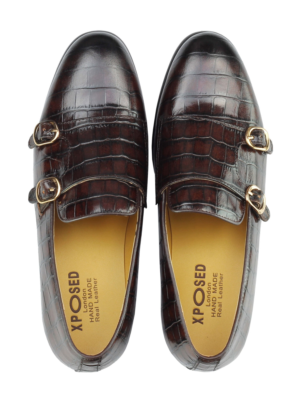 Real Leather Double Strap Monk Brown Loafer