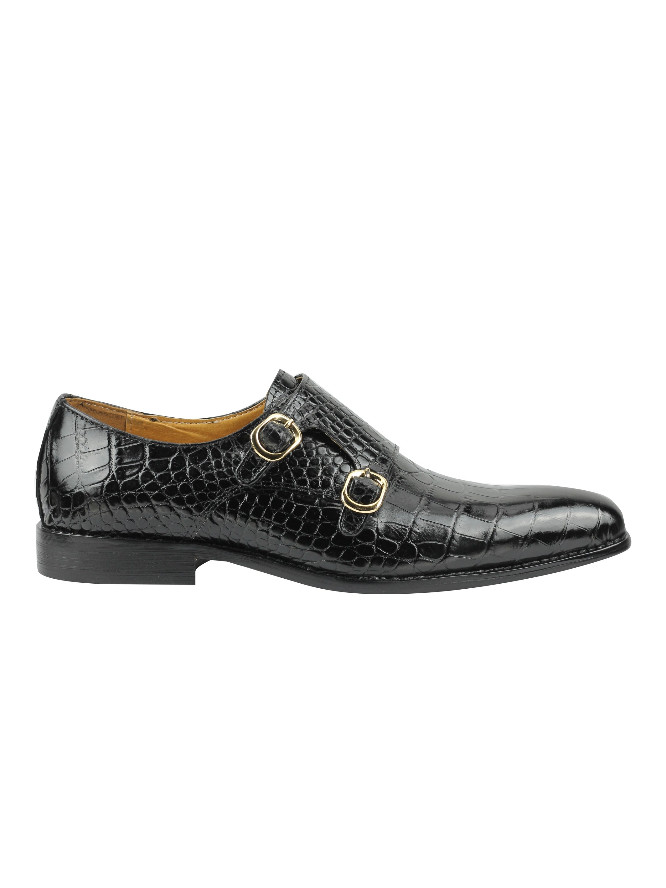 Real Leather print Black Loafers