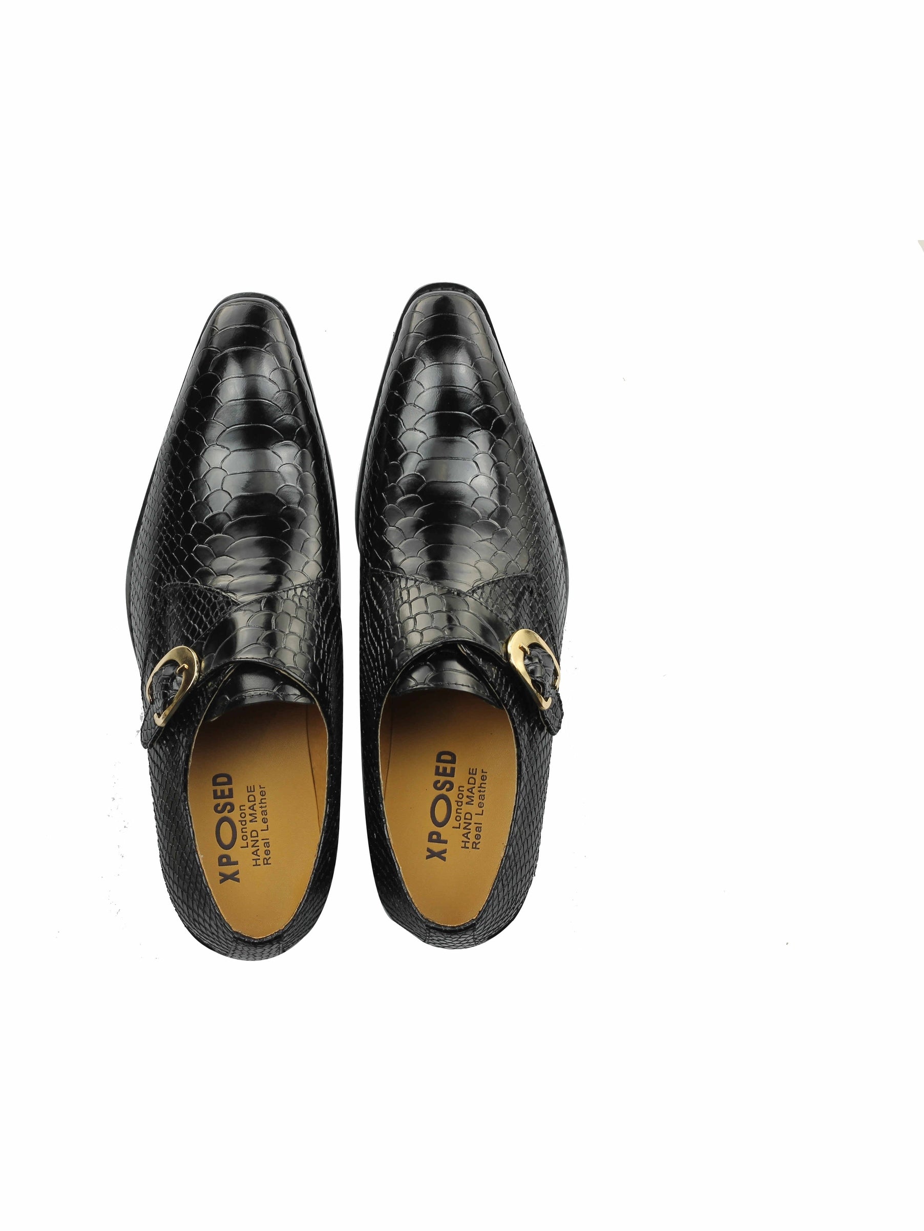 Real Leather Effect Monk Strap Loafers