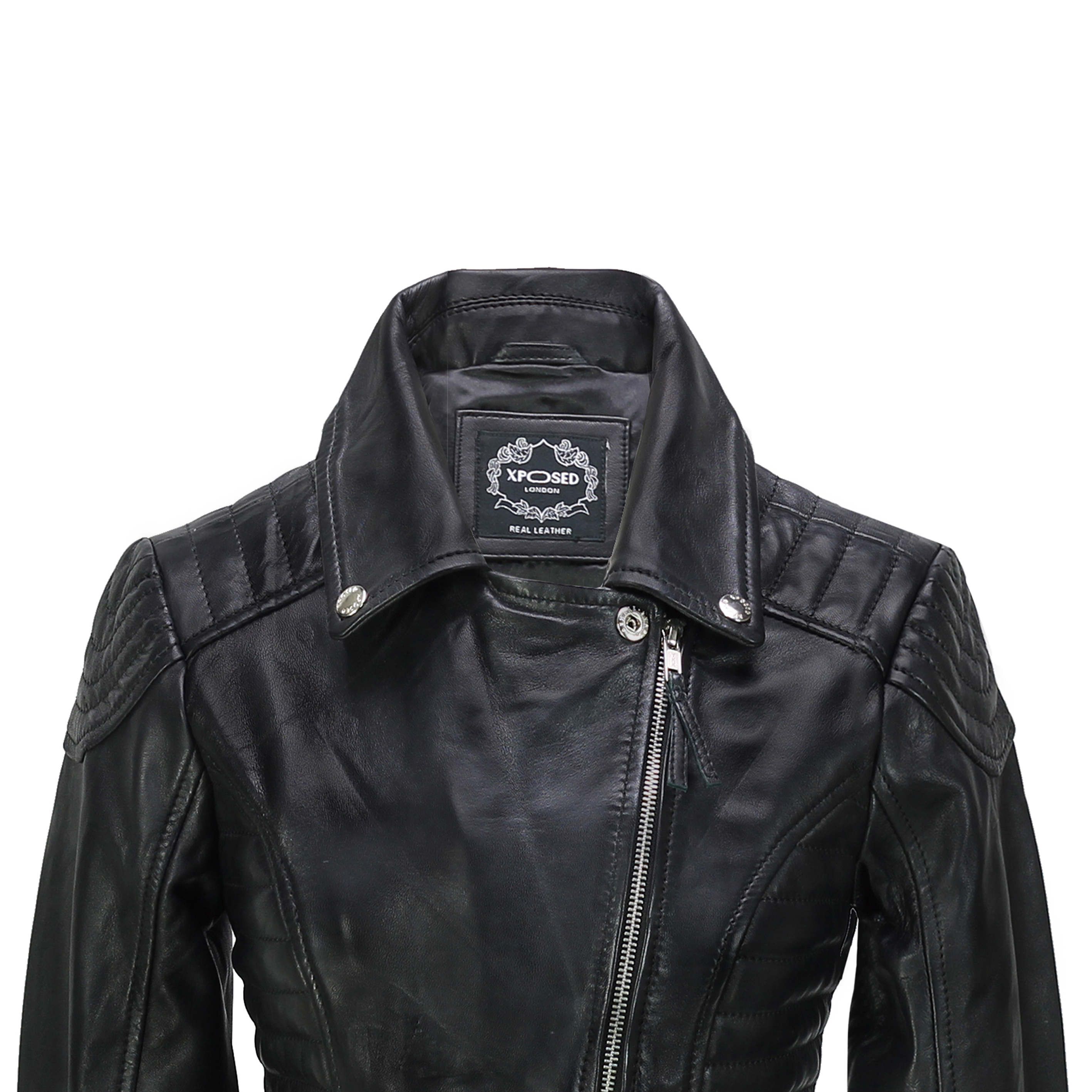 LADIE'S RETRO BIKER JACKET IN BLACK