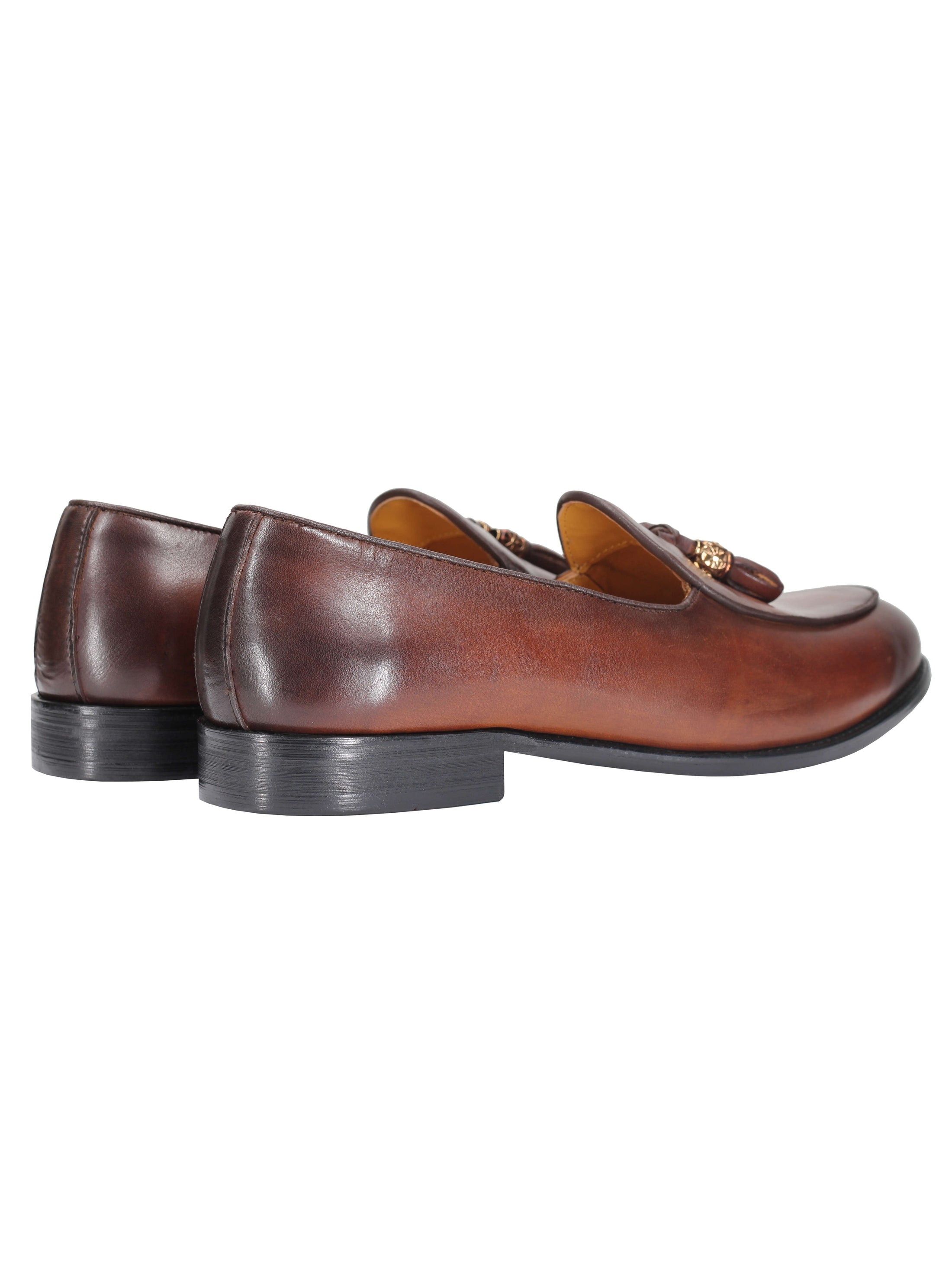 Leather Tassel Loafers in Tan