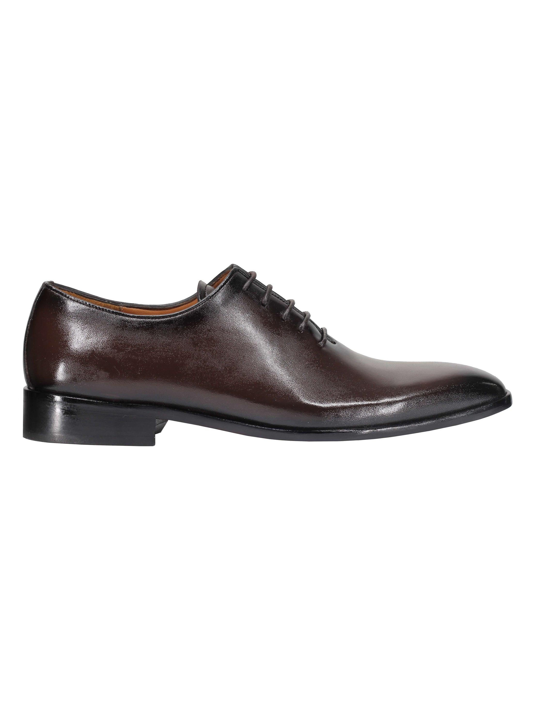 CALF LEATHER WHOLECUT OXFORD LACE UP SHOES IN BROWN