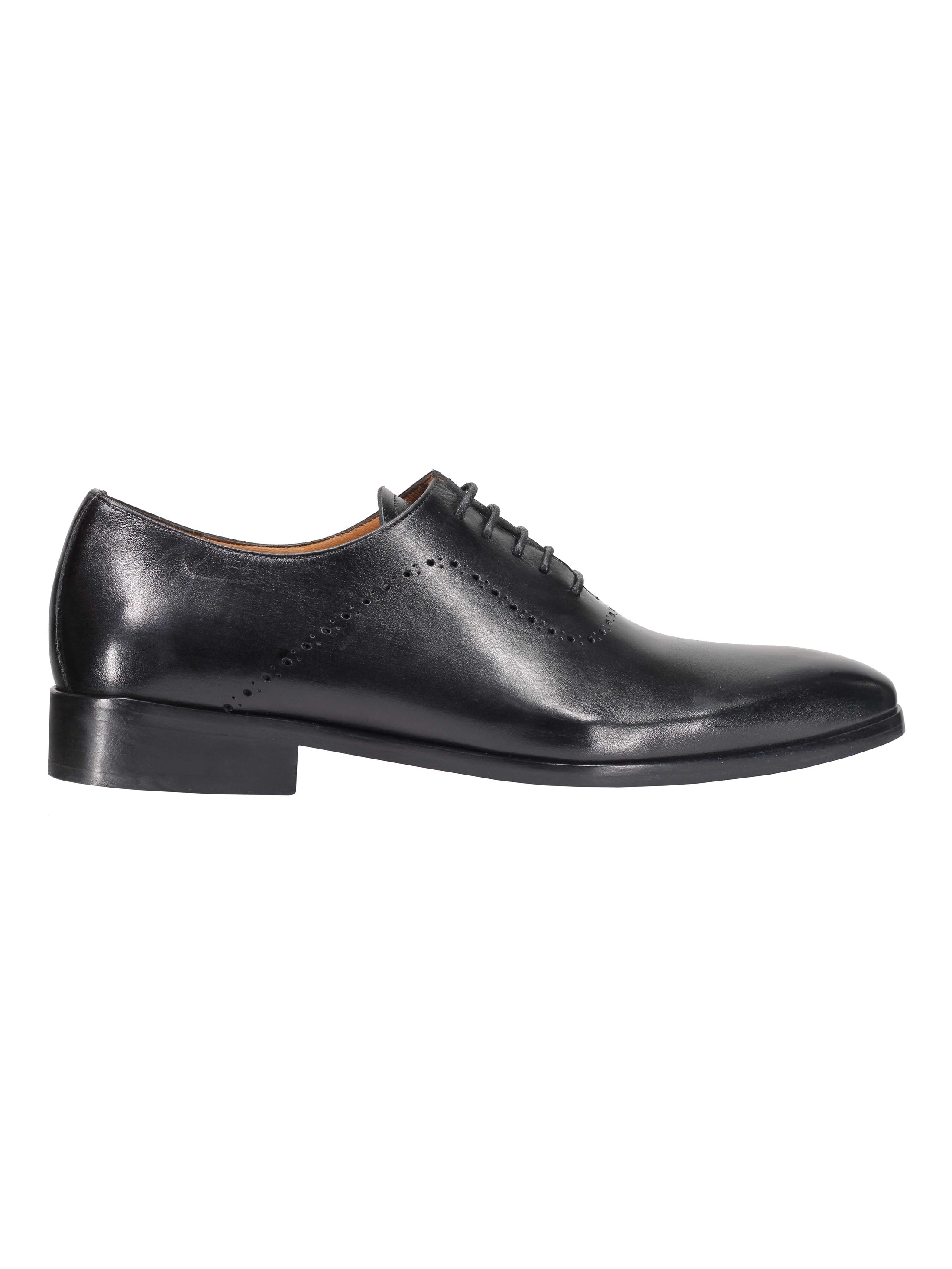 BLACK CALF LEATHER OXFORD LACE UP BROGUE SHOES – XPOSED