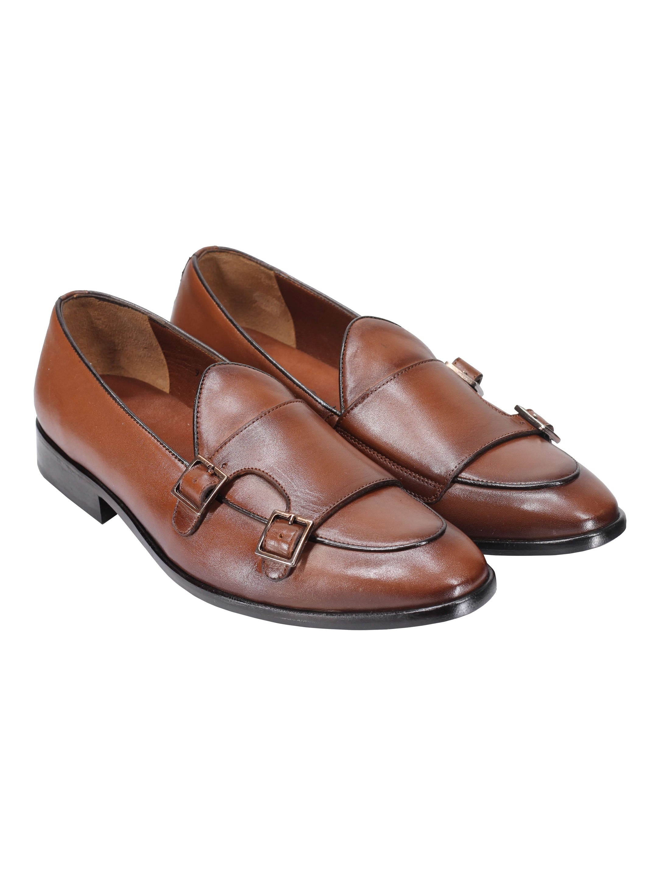 Tan Calf Leather Double Monk Shoes – XPOSED