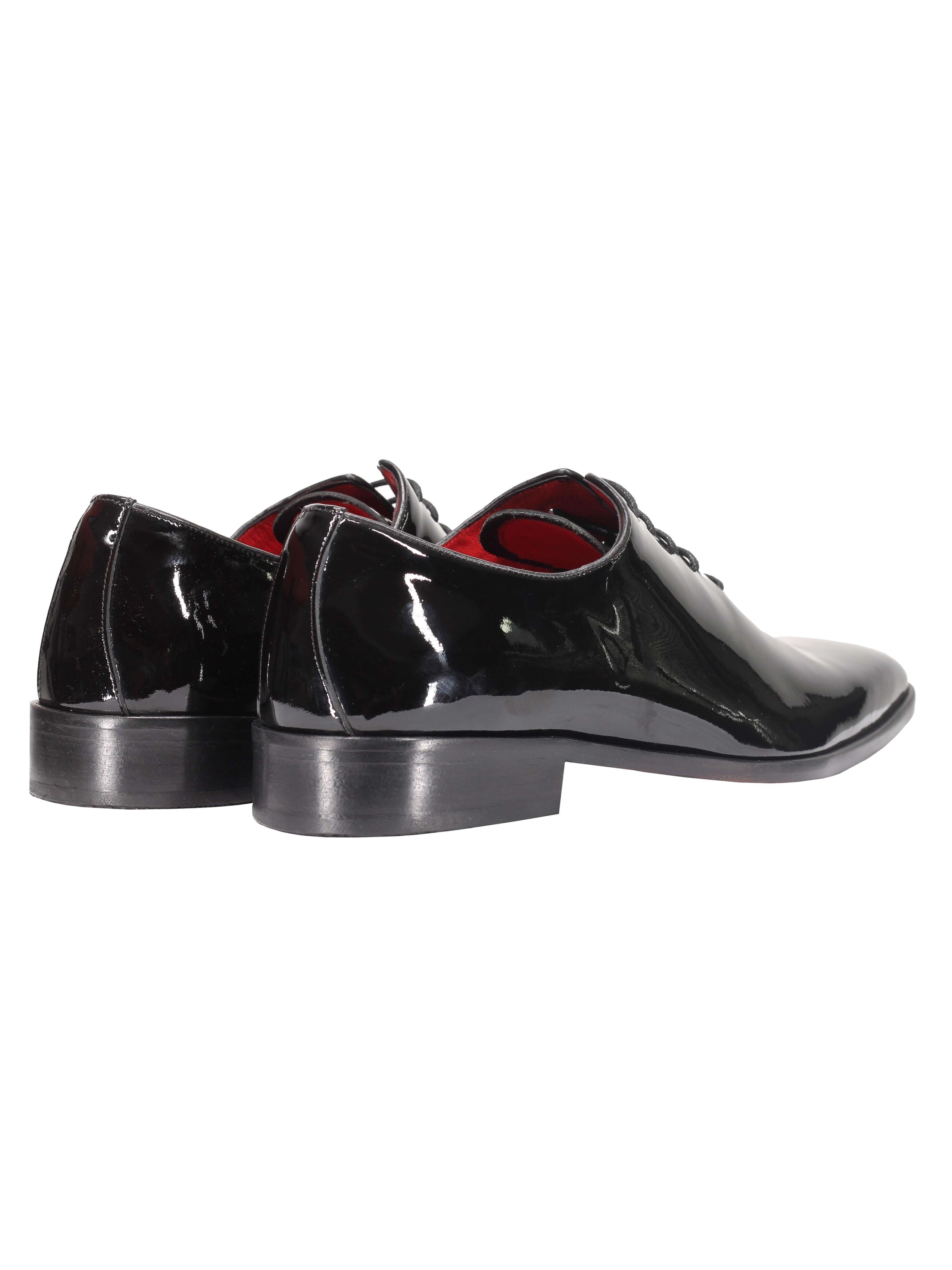 BLACK LEATHER SHINY OXFORD LACE UP SHOES