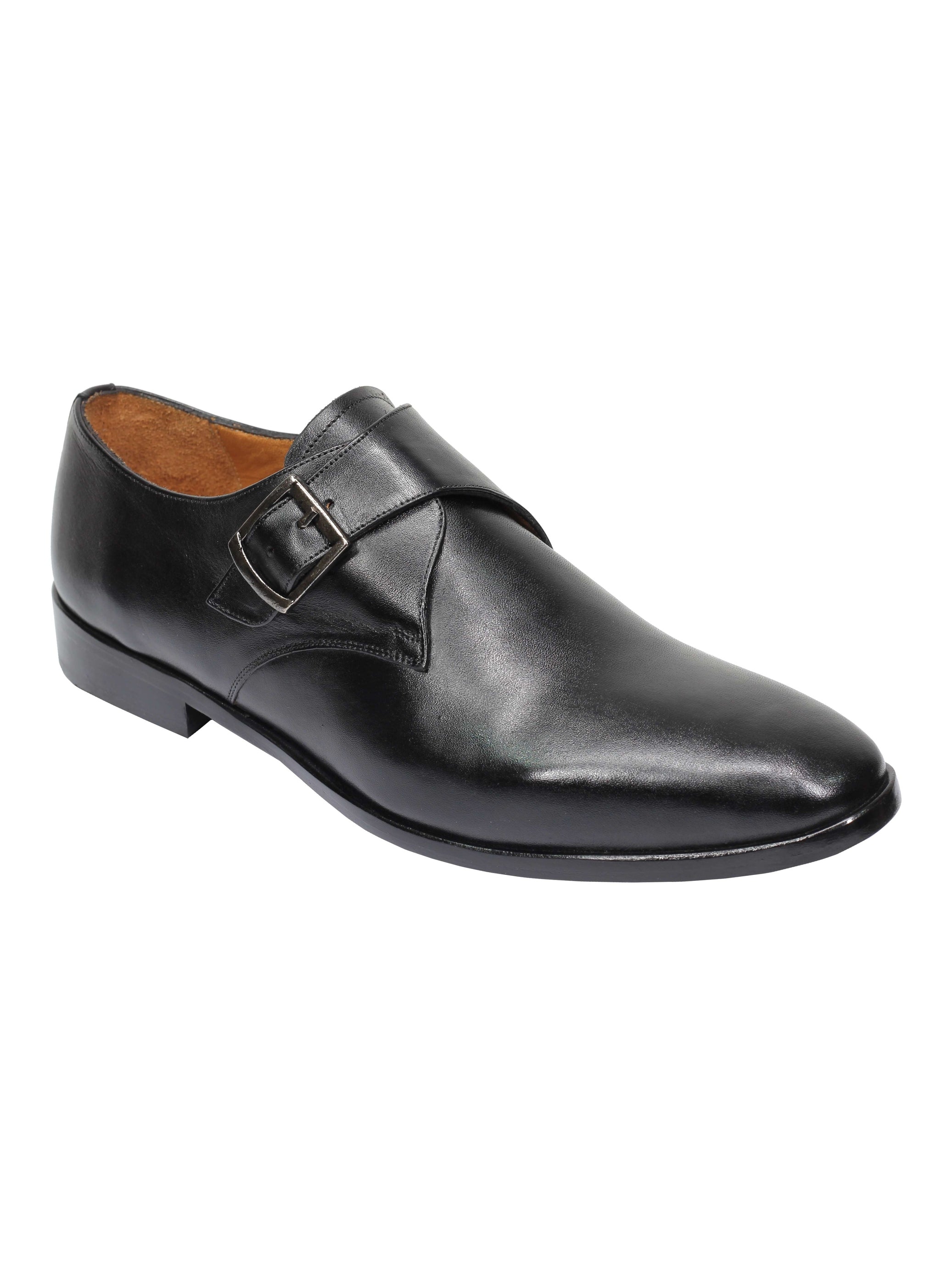 BLACK CALF LEATHER MONK SHOES