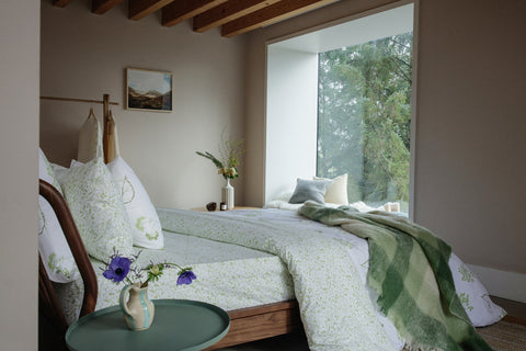 green meadow bedlinen set in a bedroom
