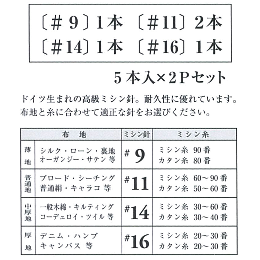 CraftCafe 家庭用ミシン針 HA×1 10本入り ミックスセット